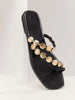SHUZIA Women's Minimalist Elegant Metal Chain Decor Slip-On Flat Thong Sandals